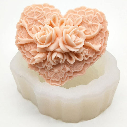 Beautiful Flower Delicate Floral Heart Silicone Soap Molds for Soap Making, Craft DIY Handmade Chocolate Candy Cake Mold...