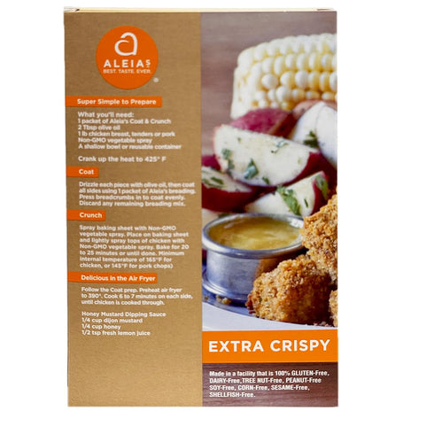 ALEIA'S BEST. TASTE. EVER. EXTRA CRISPY COAT & CRUNCH - 4.5 OZ / 1 PACK – CRISPY BREADING FOR POULTRY, MEAT, SEAFOOD, VEGETABLES - CERTIFIED GLUTE...