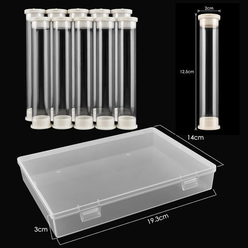 11Pcs large Clear Plastic Empty Tubes Storage With Clear Storage CaseTransparent Plastic Test Tube Container both ends Lid Tubes Bead Container an...