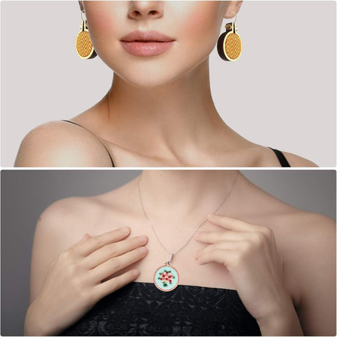 ZOCONE 10 Pack Mini Embroidery Hoops - Small Round & Oval Wood Hoops for DIY Embroidery Projects...