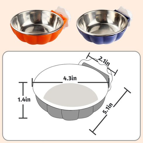 Fhiny Crate Dog Bowl, Removable Stainless Steel Pet Cage Bowl Hanging Food & Water Feeder Coop Cup for Cat, Puppy, Ferret, Birds, Guinea Pigs 2 Pa...