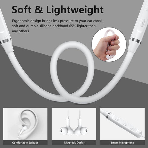Bluetooth Neckband Headphones for Samsung S24 S23 FE in-Ear Magnetic Earbuds Noise Canceling Bass Stereo Sound Mic Wireless Headset for iPhone 15 ...