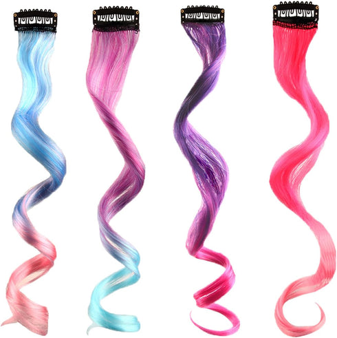 4 Pcs 11 Inch Long Doll Wig, Fits 18 Inch Doll Clip-in Curly Wig, Smooth and Manageable Wigs, Set of 4 Different Colorways, Gift for Kid, Girl, Da...