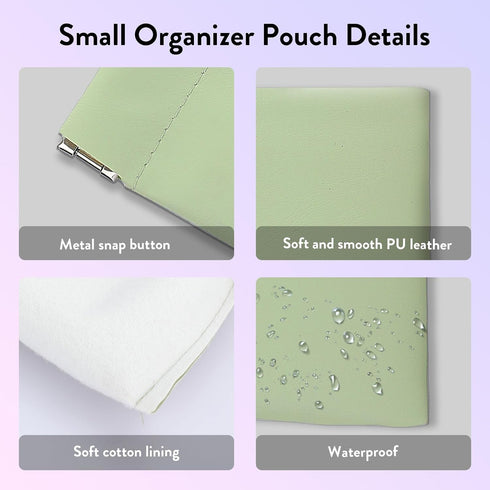 3PCS Small Makeup Bag for Purse, New Thicken Waterproof Leather Purse Organizers for Inside Purse, Snap Closure Organizer Pouch for Cosmetics Jewe...