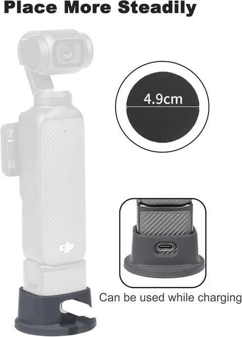 FiTSTILL Black Silicone Non-Slip Desktop Mount for DJI Osmo Pocket 3, Lightweight and Compact,with a Portable Charging Opening,Support Base OSMO P...