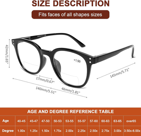 AQWANO Bifocal Reading Glasses Men Women Lightweight Comfortable 2 Pack Round Fashion Readers with Spring Hinges, 2.0...