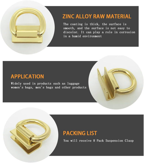 FAFAHOUSE 8 Pack Suspension Clasp for Purses Handbags Zinc Alloy Die Casting Handbag Hardware Accessories...