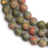 JOE FOREMAN 12mm Natural Unakite Jasper Semi Precious Gemstone Round Frosted Matte Chakras Loose Beads for Jewelry Making DIY Handmade Craft Suppl...