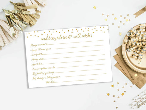 Wedding Advice and Well Wishes - Gold Confetti (50-Cards)...
