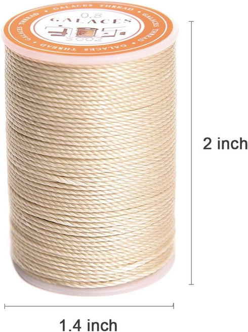 FANDOL Waxed Polyester Cord Wax-Coated Strings Waterproof Round Wax Coated Thread for Braided Bracelets DIY Accessories or Leather Sewing (Beige)...