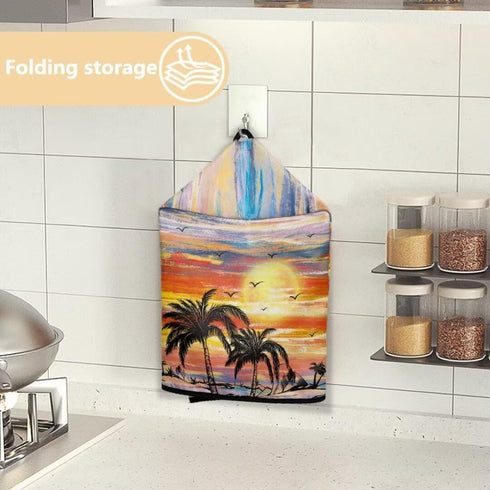 Palm Tree Sunset Dust Cover for Meat Slicer,Deli Slicer,Food Slicer,Waterproof Foldable Cover Kitchen Small Appliances Dust Cover with Handle...