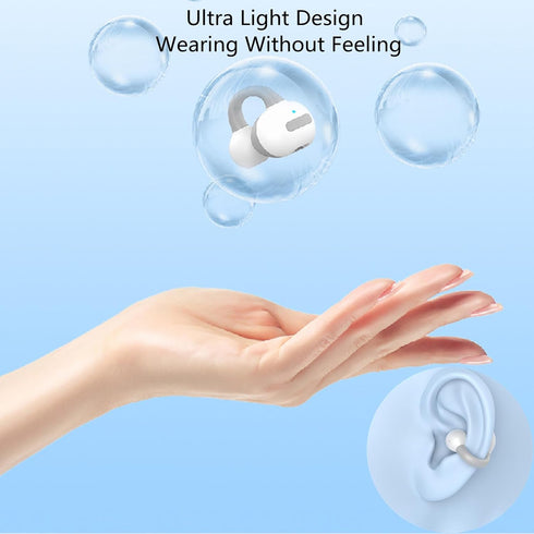 Bluetooth Ear Clip,Single Wireless Ear Bud Clip On Earbud Open Ear Headphone Bluetooth Wireless headset Ear Clip Bone Conducting Induction Earphon...