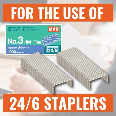 MAX 1/4-Inch Staples for HD-3DF Stapler, 1,000 Staples Per Box (3-1M)...