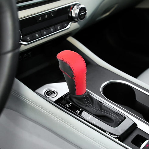 Compatible with DIY Genuine Leather Gear Shift Knob Cover Interior Accessories Protective Cover Decoration for Nissan Altima 2019 2020 2021 2022 B...