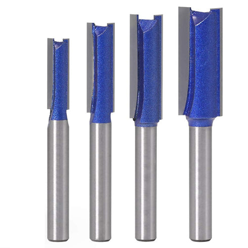 Yakamoz Industrial Grade 4Pcs 1/4" Shank Straight Dado Router Bit Set Double Flute Wood Milling Cutter Woodworking Tools, Cutting Diameter 1/4", 5...