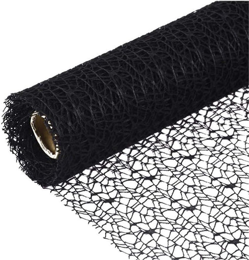 Mesh Ribbon Roll Spider Web Deco Ribbon Lace Net Jute Mesh Trim Ribbon Gauze Roll for DIY Craft Flower Packaging Door Curtain Background (Black)...