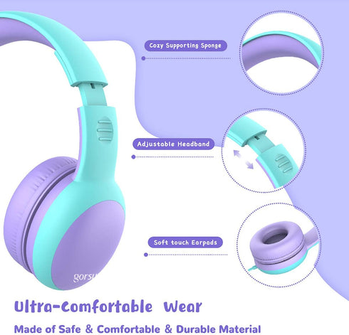 gorsun Kids Headphones with Limited Volume, Cat Ear Toddler Headphones, Wired Headphone Over Ear for Boys and Girls,Stereo Sound Foldable 3.5mm He...