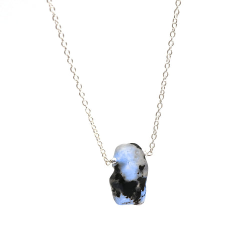 Gempires Raw Moonstone with Black Tourmaline Pendant Necklace, Handmade Crystal Jewelry, Everyday wear Necklace,16 + 2 Inch Silver Plated Adjustab...