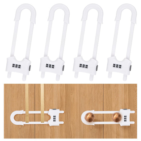 4 Pack U-Shaped Sliding Cabinet Locks Multifunctional Child Safety Lock Adjustable Baby Proof Clips for Home Cabinets Refrigerator Doors Cabinet K...