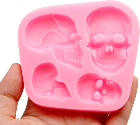 Creative Skeleton Head Skull Silicone Cake Decoration Mold 2 Pcs, Skeleton Head Fondant Mold for Cake Decoration Candy Sugar Cupcake Topper Cake P...