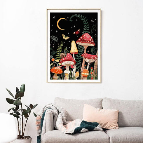 LVIITIS Paint by Number Kits for Adults Beginner and Kids, Mushroom Acrylic Oil Painting on Canvas,Drawing Paintwork with Paintbrushes,Arts Craft ...