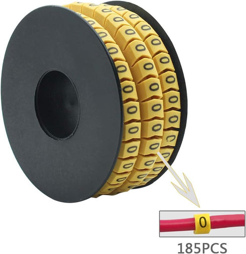 10 Rolls of 0-9 Number Tube,Yellow Flexible PVC Concave Cable Wire Markers Label Tag (6mm2)...
