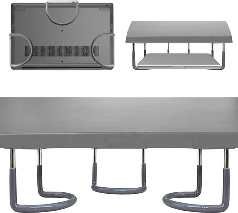 Skywin Rubberized Under Desk Laptop Mount - 3 Racks in 1 Set to Hold Under Desk Laptop Holder Organizer Rack with Screws (Laptop Not Included)...