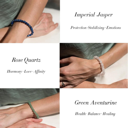 16PCS Natural Crystal Bracelets for Women Men - 8mm Semi-Precious Gemstone Beaded Bracelets, Round Gemstones Stretch Bracelet, Yoga Bracelets Jewe...