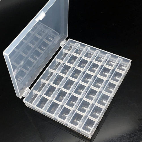 Fbshicung Bobbin Box,Transparent 36 Empty Bobbins Spools Box,Machine Bobbin Organizer Plastic Case,Sewing Craft Plastic Case Storage Box for Sewin...