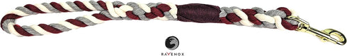 Ravenox Traffic Handle Short Dog Leash | Strong, Comfortable Cotton Rope Dog Pet Leash |(Burgundy, Silver & White)(16" Long)| Handmade in The USA,...