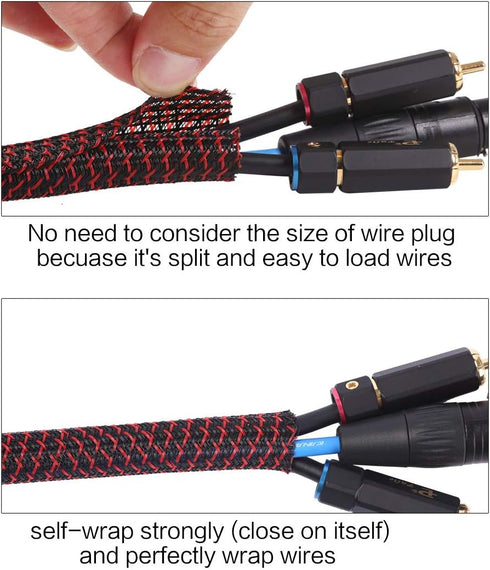 Alex Tech 10ft - 3/8 inch Cord Protector Wire Loom Tubing Cable Sleeve Split Sleeving For USB Cable Power Cord Audio Video Cable – Protect Cat Fro...