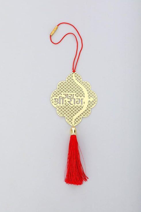 Shree Ram Ji Car Rear View Mirror Décor in Brass, Shree ram Ji Rear View Mirror Car Hanging Ornament/Car Pendant/Amulet for car, Perfect Car Charm...