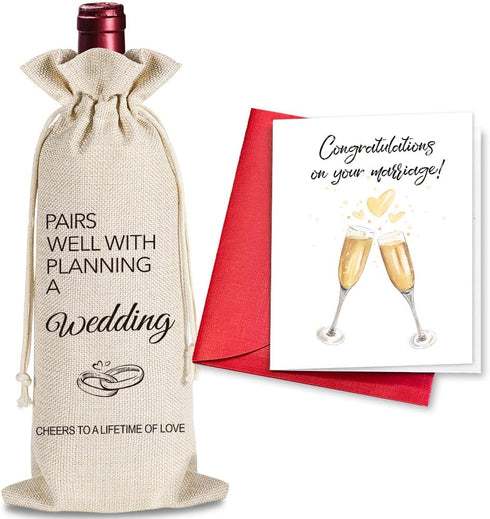 YAANUNULU Wedding Wine Bag Gifts for Mr Mrs, Engagement Gifts, Wedding Couples, Bride and Groom Gift, Wedding Gift, Newlywed Gifts, Pairs Well Wit...