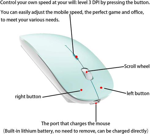 Bluetooth Wireless Mouse for Mac Laptop Chromebook Windows Desktop Computer Notebook PC MacBook iPad Pro Air, Rechargeable Wireless Mouse(Blue)...