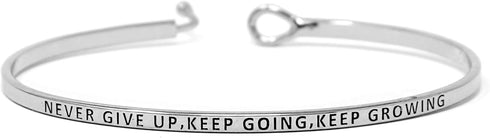 by you Inspirational Positive Quote Message Engraved Thin Cuff Bangle Hook Bracelet...