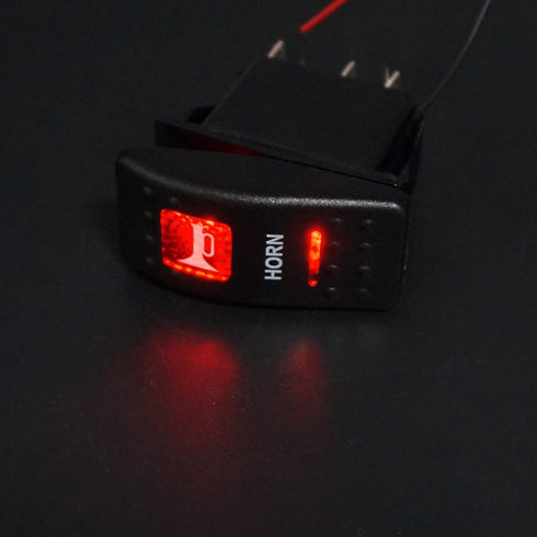 Twidec/Momentary Horn Rocker Toggle Switch SPST 5 Pin 20A 12V 24VDC ON Off Red LED Light Push Button Switch Bar Car with Jumper Wires Set A11625B-...