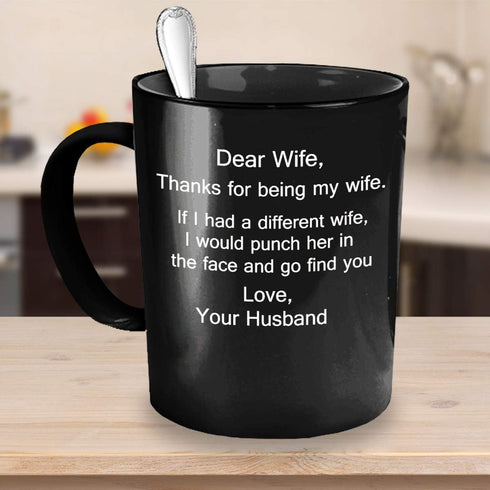 Dear Wife Deadpool Coffee Mug - Thanks for Being My Wife- Funny Gifts for Wife Gifts from Husband - 11 oz Black Ceramic Mug...