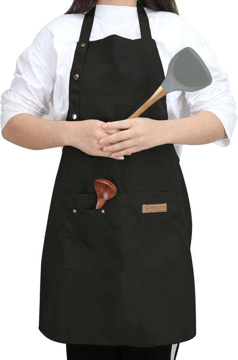 Kitchen Cooking Apron for Women Men with Big Pockets Canvas Waterproof Aprons for Server Pottery Painting Chef Apron...