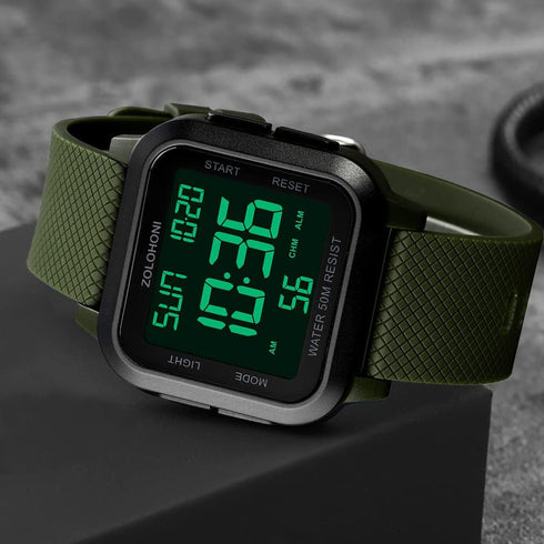 Square Men's Digital Watch Big Numbers Dial Large Face Waterproof LED Watches...
