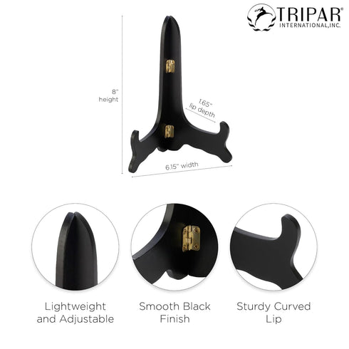 Tripar Wooden Display Stand, Black Finish (8-Inch Depth) - Decorative Tabletop Display - Handcrafted Design with Gold Latches - Perfect for Holdin...