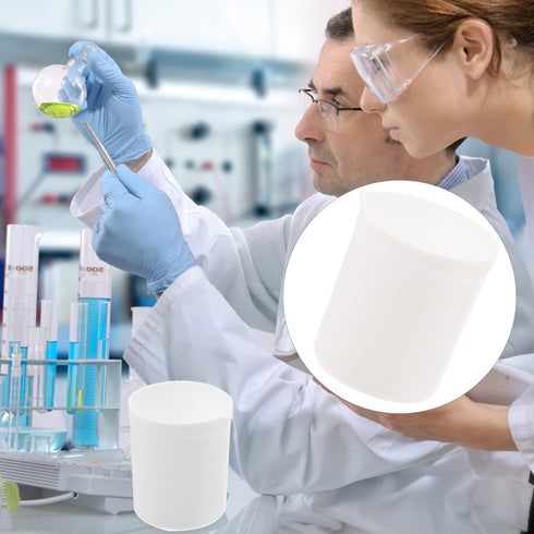 Lab Beaker, PTFE Beaker Acid and Alkali Resistant PTFE Beakers High Lubrication White Measuring Cup for Lab(100ml)...