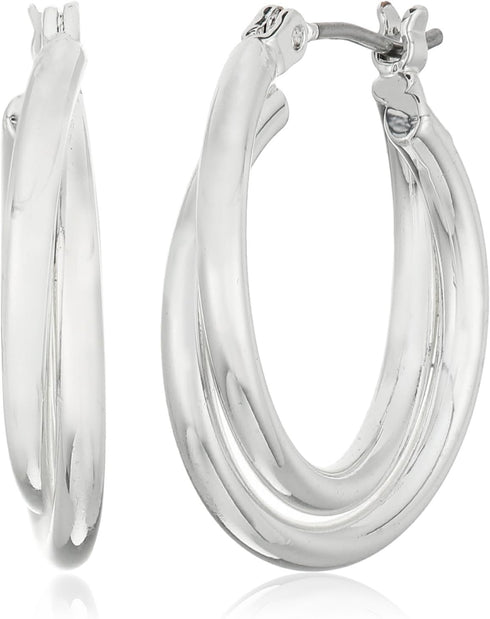 Nine West Women's Twisted Hoop Earrings Silver Tone...