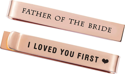 Father of the Bride and Groom Gifts - Wedding Tie Clips for Groomsmen From the Bride - Stainless Steel Tie Bars...