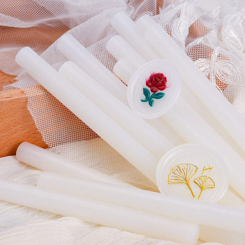 12PCS Translucent Glue Gun Sealing Wax Sticks for Wax Seal Stamp, Make Seals for Wedding Invitations, Cards Envelopes, DIY Flowers/Leafs/Photos Cr...