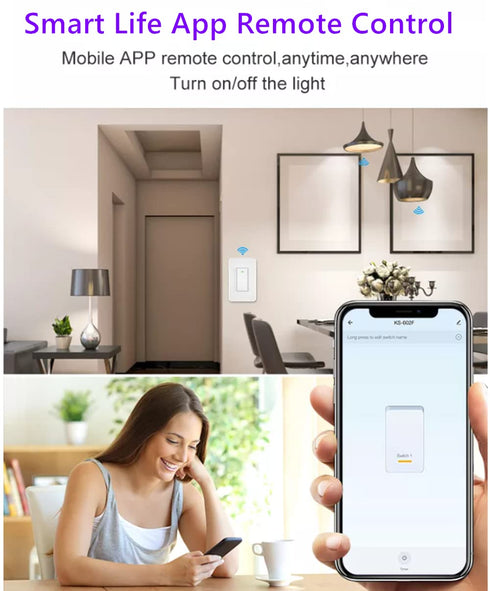 3-Way Smart Wi-Fi Wall Light Switch Work with Amazon Alexa Google Assistant, Timing Function No Hub Required (3 Way Smart Switch 1- Pack)......