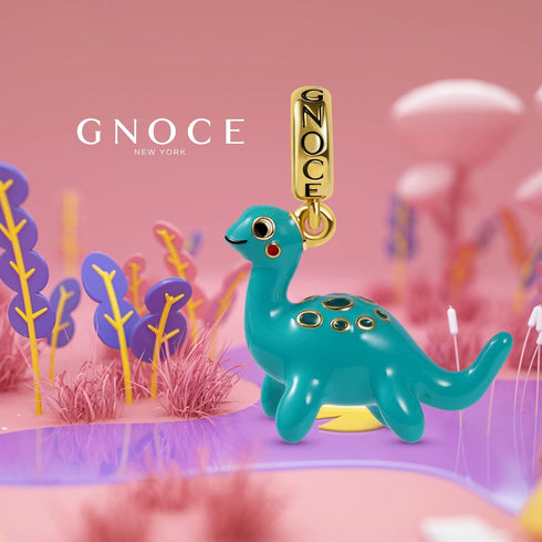GNOCE Dinosaur Charm Pendant 925 Sterling Silver Purple/Green Enamelled Dinosaur Pendant Charm Fit Bracelet/Necklace Charm for Women (Blue Dinosau...