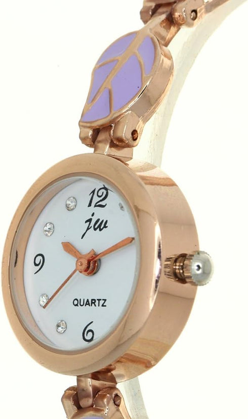 Fashion Stainless Steel Leaf Pattern Bracelet Strip Rhinestone Arabic Numerical Dial Watch Women Jewelry Wristwatches Clock Casual...