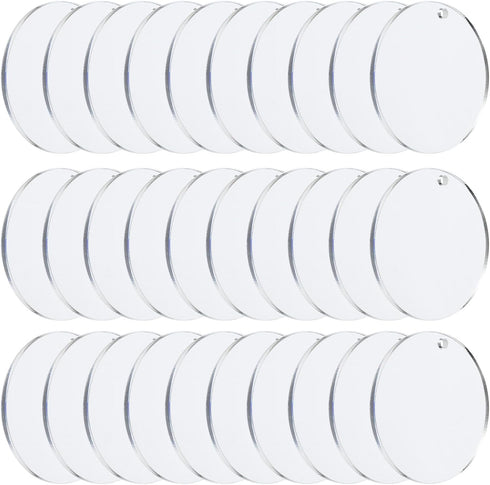 PATIKIL 2" Dia. Acrylic Circles, 30 Pack Round Clear Plastic Sheet Ornament Cake Disk Transparent Blank Sign for Crafting Painting DIY Christmas 3...