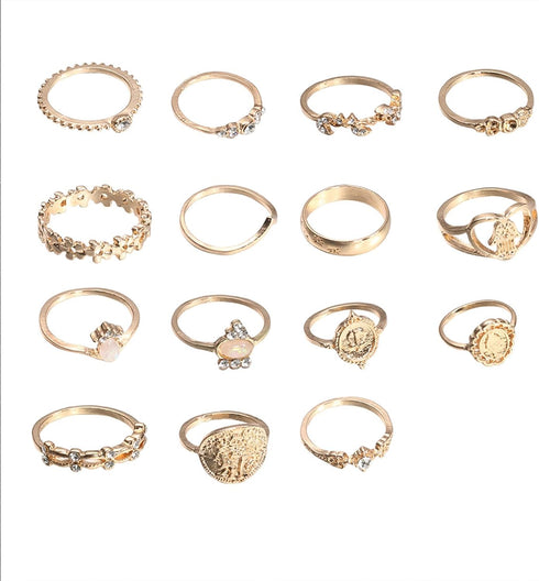 Gold Knuckle Stacking Rings for Women Stackable Joint Finger Statement Rings Set Boho Vintage Midi Rings Y2k Moon Star Snake Butterfly Pearl Top F...