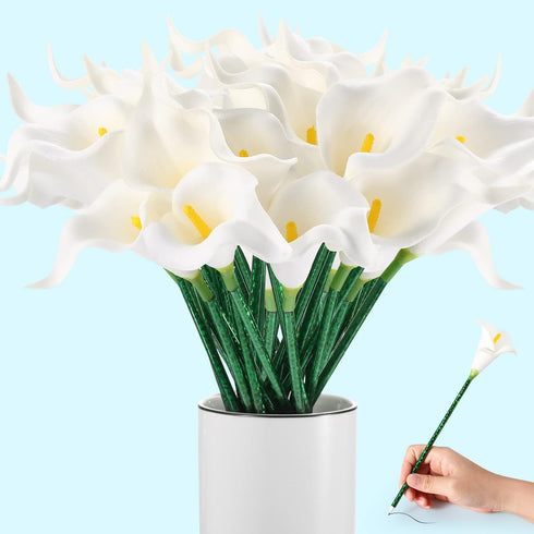 Zhanmai 24 Pieces flower pens bulk Sunflower Butterfly Pens calla lily pens Ballpoint Writing Pens 0.5 mm 0.7 mm for Home School Office Party favo...